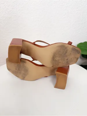Jaggar The Label Brown Leather Thin Strap Square Toe Block Heel Slide Sandals 6 thumbnail 10