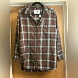 Lola River Plaid Button-Up Shirt - Brown. Size-Large thumbnail 2
