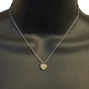Michael Kors dainty pave puffed heart pendant necklace thumbnail 1
