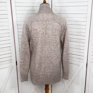 Loft Speckled Mock Neck Space‎ Dyed Tunic Sweater Tan Multi Size Small thumbnail 4