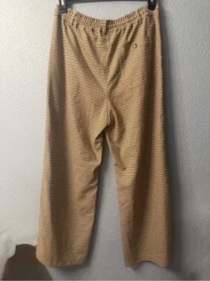 Anthropologie Maeve Classic Women's Houndstooth Wide-Leg Pants in Tan NWOT thumbnail 5