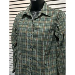 Woolrich Vintage Flannel Shirt‎ Green/Orange Plaid Button Up Size See Measure thumbnail 2