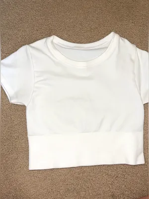 OFFLINE by Aerie White Short Sleeve Seamless Crop Top thumbnail 3