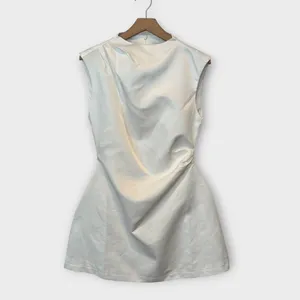 NWT Odd Muse Satin Straight Neck Mini Dress Size Medium White thumbnail 15