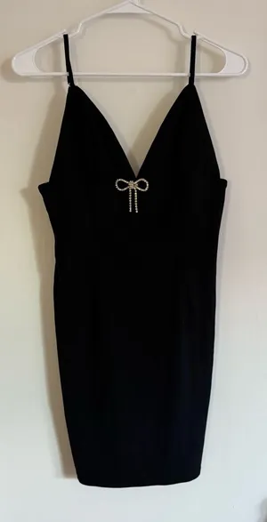 Forever 21 Black Mini Dress with Bow Accent thumbnail 1