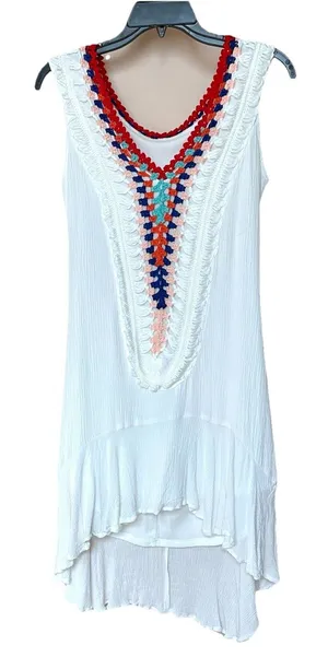Venus Dress 2 Sm Mini Sleeveless White Crochet Resort Vaca Ready Pullover NWOT thumbnail 1