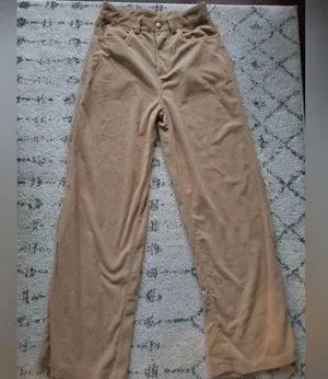 Wide leg corduroy cream color pants size small fits size 2 women's high waist so thumbnail 1