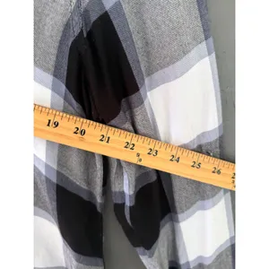 Rock & Republic Womens Black White Plaid Button Down Rayon Shirt Large Fall thumbnail 7