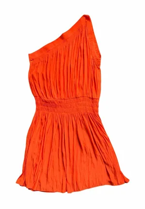 Ramy Brook Leila One Shoulder Blouson Mini Dress Orange Size Medium thumbnail 1
