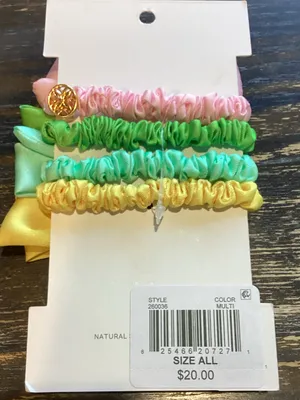 Lilly Pulitzer 4 Pack Pastel Bow Scrunchies Pink, Green, Aqua, Yellow thumbnail 2