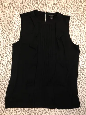 Ann Taylor Black Ruffle Pleat Shell Medium thumbnail 2