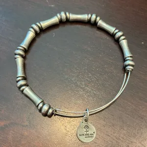 Alex and Ani charm bangle bracelet, silver toned thumbnail 2