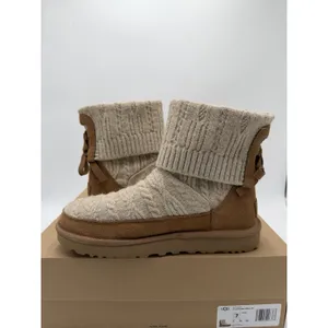 Women's UGG Classic Mini Cabelle Chestnut Suede/Knit Boot Sz 7 New In Box thumbnail 6