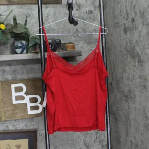 NEW State Of Day Womens Lace-Trim Camisole Pajama Top 100198303MS Tango Red L thumbnail 2