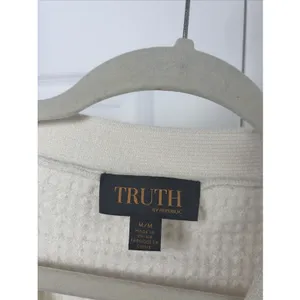 Truth by Republic Puff Sleeve Cardigan Womens‎ Size M Cream Knit Sweater Classic thumbnail 4