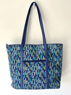 Vera Bradley Trimmed Laptop Tote Katalina Showers Blue Green Shoulder Bag Travel thumbnail 6