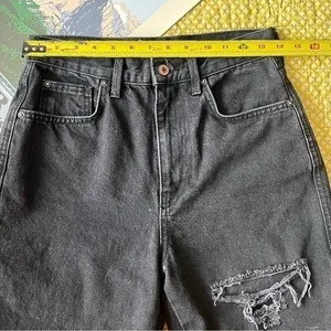 We The Free Free People Distressed High Rise Straight Leg Jeans Black Size‎ 27 thumbnail 7