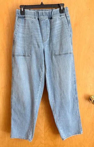 Madewell Pull-On Utility Jeans Women Size S Light Blue Elastic‎ Waist DM4635 thumbnail 1