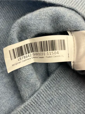 Quince 100% Mongolian Cashmere Crewneck Sweater Faded Denim Blue Womens Large thumbnail 3