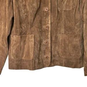 VTG Anne Klein Y2K XL Suede Leather Button Up Jacket chocolate Brown thumbnail 5
