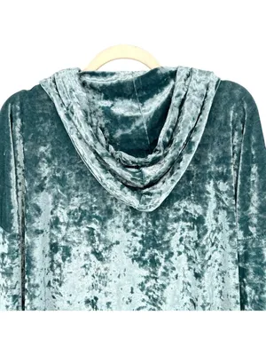 POL Crushed Velvet Zip-Up Hoodie Front Pockets Size Large Cozy Chic Loungewear thumbnail 4
