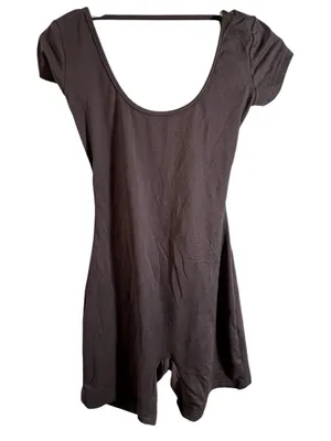 Women’s Size Small Athletic Romper Short Sleeve Open Back Dark Gray Scoop Neck‎ thumbnail 1