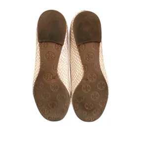 Tory Burch Reva Size 37 Beige Snake Print Leather Ballet Flats thumbnail 6