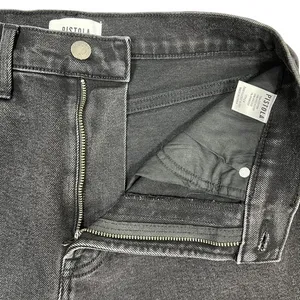Pistola Cassie Crop Straight Jeans 27" Black Box Super High Rise Creased Denim‎ thumbnail 4