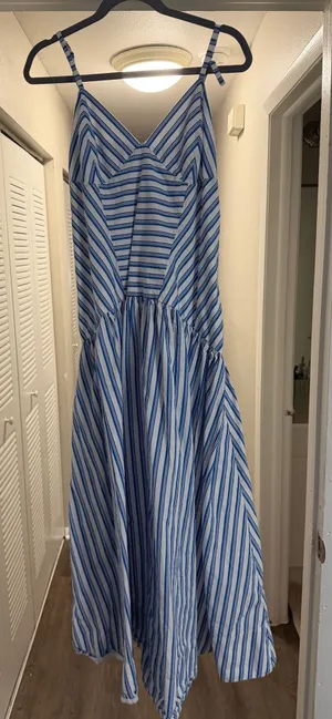 Target Blue and white striped midi dress thumbnail 1