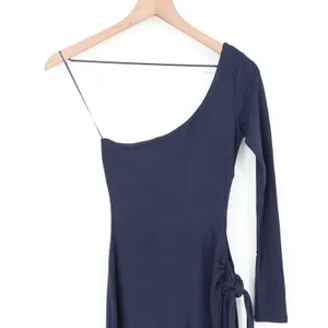 Naked Wardrobe Mens One Shoulder Maxi Dress Navy Blue Long Sleeve Side Tie S thumbnail 3