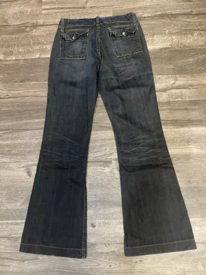 Paper Denim & Cloth Transit Wide Leg Flare Jeans Size 25 Dark Wash Ruffle Pocke thumbnail 4