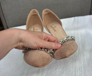 Kastra Light Nude Suede Rhinestone Pointed-Toe Pumps size 8 thumbnail 2
