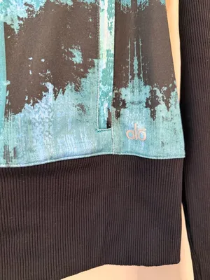 Alo Yoga Watercolor Desert Flow Full-Zip Hoodie Jacket Blue Green Black Size S thumbnail 5
