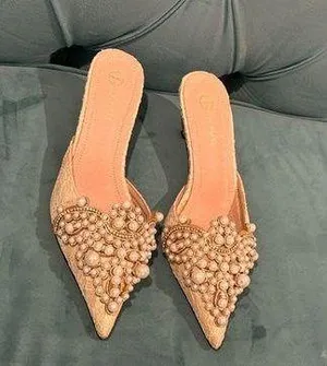 Vita Grace Women's Beaded Kitten Heel Slip-On Mule size 7 thumbnail 2