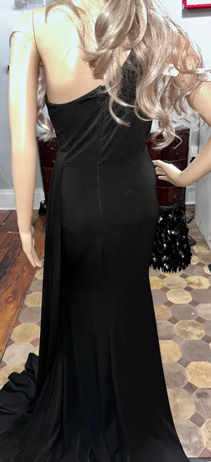 PromGirl Black With Silver Detailed Beading Prom Dress thumbnail 8