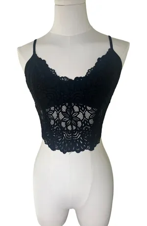 Forever 21 Black Lace Bralette Top XL Extra‎ Large Adjustable Straps thumbnail 1