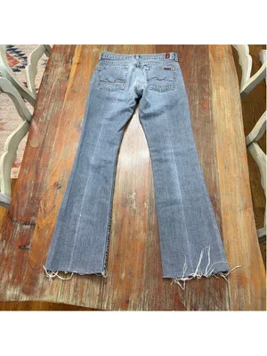 7 For All Mankind Bootcut VTG Y2K Jeans Raw Cut Hem Made in USA 100% Cotton 26 thumbnail 9