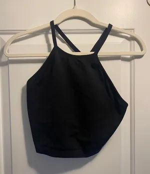Forever21 Black Racerback Athletic Crop Tank Longline Sports Bra thumbnail 1