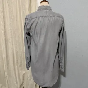 Gap 1969 Womens Grey Lyocell Denim Button Down Tunic Shirt‎ Size M Career thumbnail 6