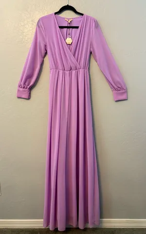 Pinkblush Ricarica lavender maternity long sleeve maxi dress medium NEW thumbnail 1