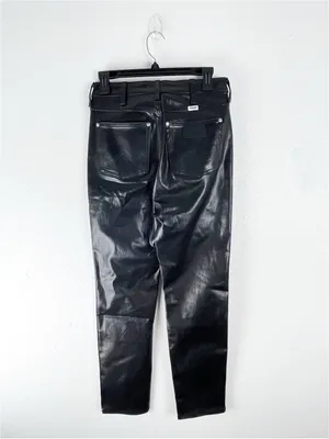 WRANGLER Walker 677 High Rise Slim Black Faux Leather Jeans Size 27 Cowgirl Rode thumbnail 2