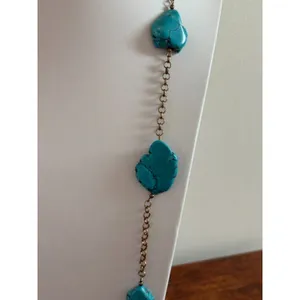 Turquoise and Gold Statement Necklace Blue thumbnail 4