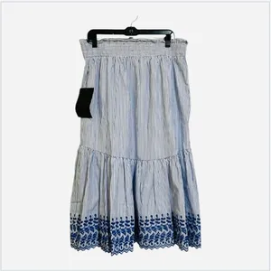 Tuckernuck Cinzia Blue Stripe Eyelet Midi Skirt Medium NWT thumbnail 4