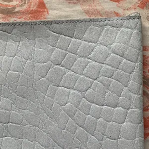 Real leather carry all pouch makeup bag holds a lot light blue unisex bag thumbnail 3