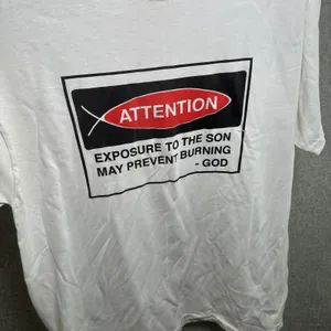 Jerzees NOS Vintage Exposure To The Son‎ May Prevent Burning T-Shirt Large White thumbnail 3