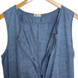 AG Adriano Goldschmied CottonChambray‎ Denim Romper Sleeveless Large thumbnail 3