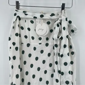 PEONY Le Spot Maxi Skirt SZ 2 Green Polka Dot Thigh High Slit eco-Conscious NWT thumbnail 10