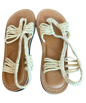 Braided Cream Rope Slingback Sandals for Women thumbnail 1