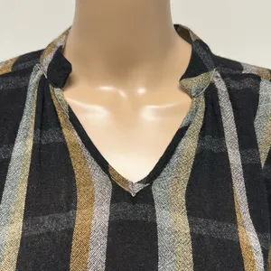 Madewell Black & Tan Toned Plaid Wool Blend Long Sleeve Top Size S thumbnail 3