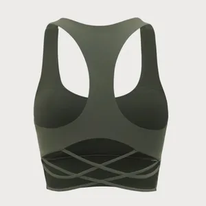 Berlook Army Green Cross Back Sports Bra thumbnail 7